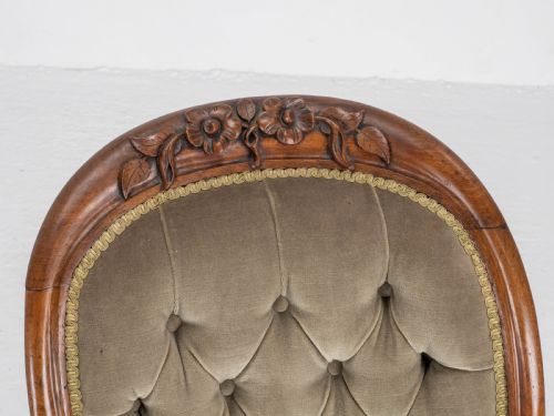 VICTORIAN ROSEWOOD UPHOLSTERED NURSINGBEDROOM CHAIR C1860 - ADDITIONAL PHOTO 12