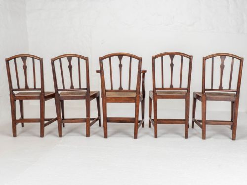 GEORGIAN ELM SHERATON VERNACULAR COUNTRY SET OF 5 DINING CHAIRS CARVER GEORGE III - ADDITIONAL PHOTO 7