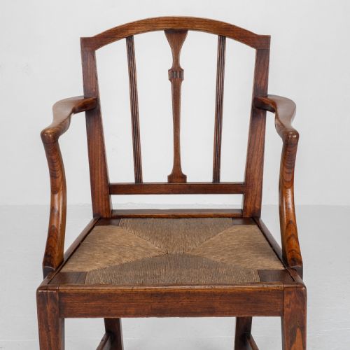GEORGIAN ELM SHERATON VERNACULAR COUNTRY SET OF 5 DINING CHAIRS CARVER GEORGE III - ADDITIONAL PHOTO 12