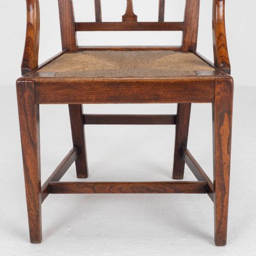 GEORGIAN ELM SHERATON VERNACULAR COUNTRY SET OF 5 DINING CHAIRS CARVER GEORGE III - ADDITIONAL PHOTO 13