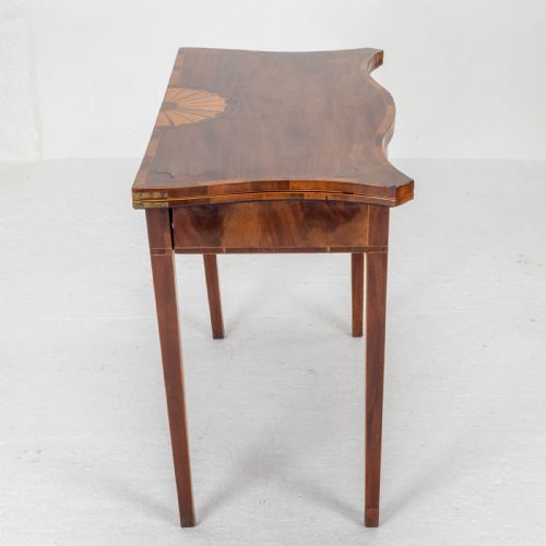 GEORGE III MAHOGANY SERPENTINE FRONTED CONSOLE GAMES TABLE GEORGIAN - ADDITIONAL PHOTO 2