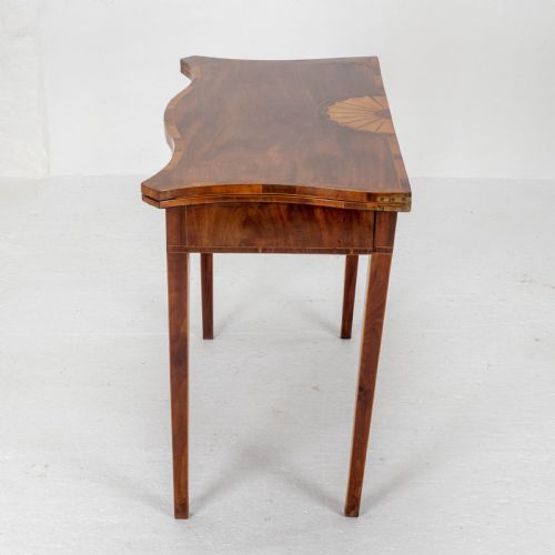 GEORGE III MAHOGANY SERPENTINE FRONTED CONSOLE GAMES TABLE GEORGIAN - ADDITIONAL PHOTO 4
