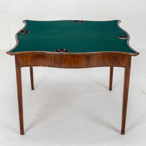 GEORGE III MAHOGANY SERPENTINE FRONTED CONSOLE GAMES TABLE GEORGIAN - ADDITIONAL PHOTO 5