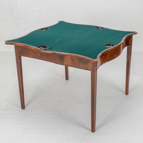 GEORGE III MAHOGANY SERPENTINE FRONTED CONSOLE GAMES TABLE GEORGIAN - ADDITIONAL PHOTO 6