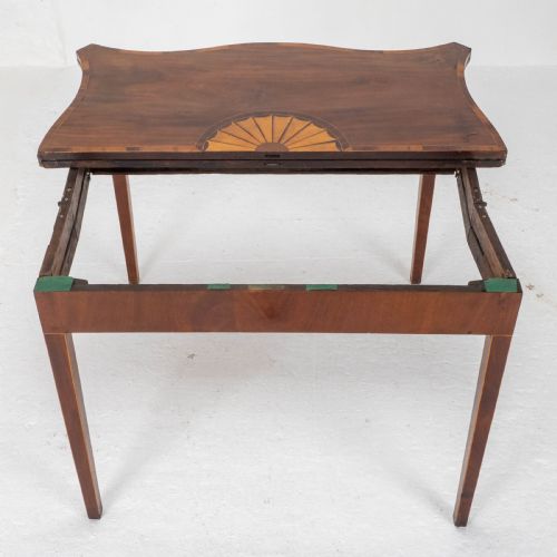 GEORGE III MAHOGANY SERPENTINE FRONTED CONSOLE GAMES TABLE GEORGIAN - ADDITIONAL PHOTO 8
