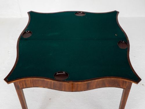 GEORGE III MAHOGANY SERPENTINE FRONTED CONSOLE GAMES TABLE GEORGIAN - ADDITIONAL PHOTO 10