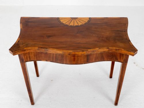 GEORGE III MAHOGANY SERPENTINE FRONTED CONSOLE GAMES TABLE GEORGIAN - ADDITIONAL PHOTO 12