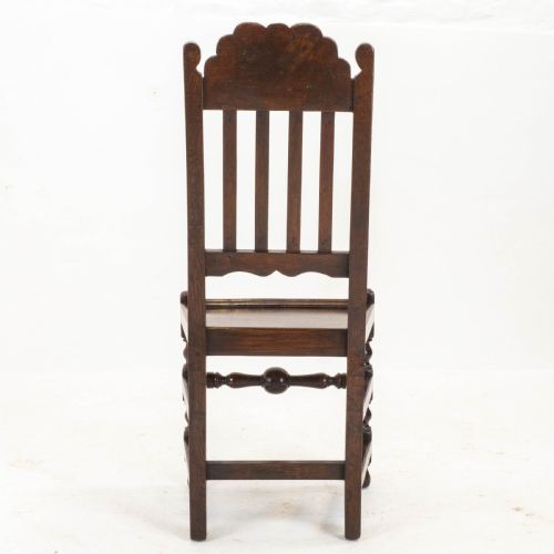 CAROLEAN C17TH PAIR OF CARVED HIGH BACK OAK SIDE CHAIRS COUNTRY JACOBEAN - ADDITIONAL PHOTO 8