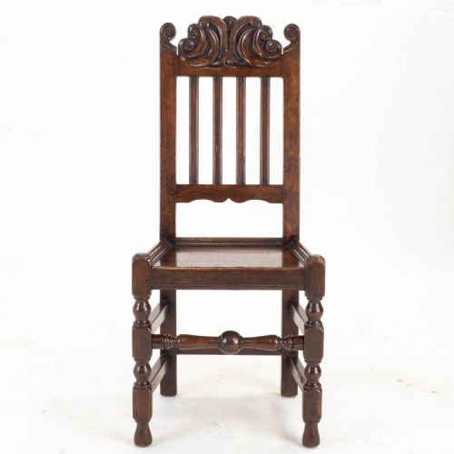 CAROLEAN C17TH PAIR OF CARVED HIGH BACK OAK SIDE CHAIRS COUNTRY JACOBEAN - ADDITIONAL PHOTO 10
