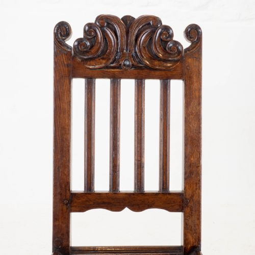 CAROLEAN C17TH PAIR OF CARVED HIGH BACK OAK SIDE CHAIRS COUNTRY JACOBEAN - ADDITIONAL PHOTO 14