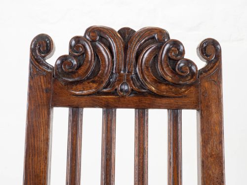 CAROLEAN C17TH PAIR OF CARVED HIGH BACK OAK SIDE CHAIRS COUNTRY JACOBEAN - ADDITIONAL PHOTO 15