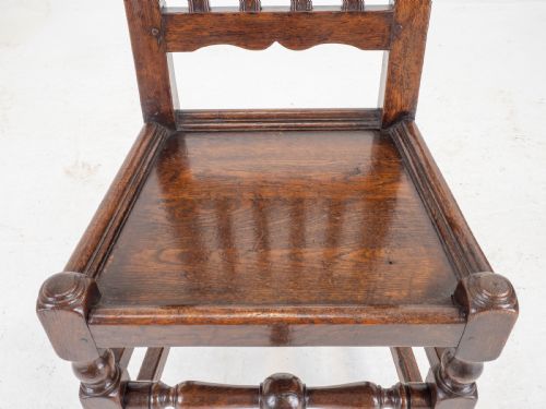 CAROLEAN C17TH PAIR OF CARVED HIGH BACK OAK SIDE CHAIRS COUNTRY JACOBEAN - ADDITIONAL PHOTO 21