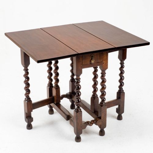 QUEEN ANNE RED WALNUT SMALL BARLEYTWIST GATELEG DROP LEAF SIDE TABLE - ADDITIONAL PHOTO 2