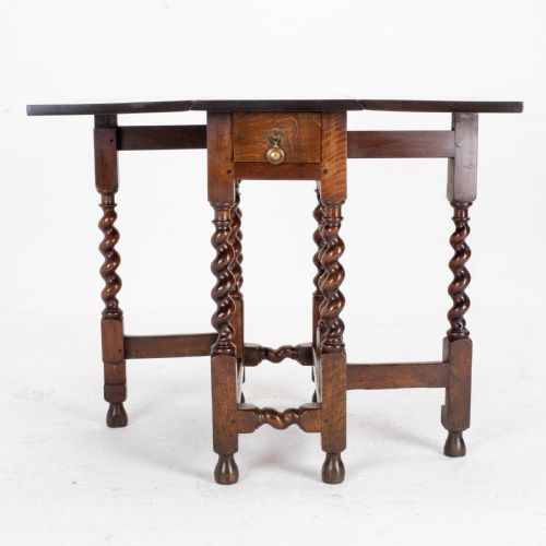 QUEEN ANNE RED WALNUT SMALL BARLEYTWIST GATELEG DROP LEAF SIDE TABLE - ADDITIONAL PHOTO 4