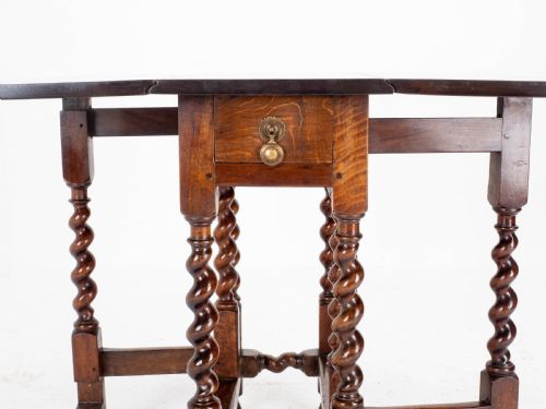 QUEEN ANNE RED WALNUT SMALL BARLEYTWIST GATELEG DROP LEAF SIDE TABLE - ADDITIONAL PHOTO 10