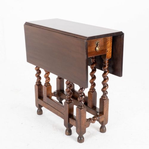 QUEEN ANNE RED WALNUT SMALL BARLEYTWIST GATELEG DROP LEAF SIDE TABLE - ADDITIONAL PHOTO 14