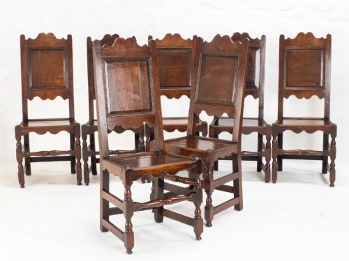 C17TH SET OF 7 OAK HIGH BACK DINING CHAIRS 6 1 JACOBEAN CAROLEAN BACK STOOL - ADDITIONAL PHOTO 8