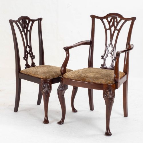 CHIPPENDALE REVIVAL EDWARDIAN MAHOGANY SET OF 6 DINING CHAIRS CARVERS - ADDITIONAL PHOTO 3