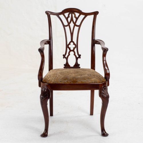 CHIPPENDALE REVIVAL EDWARDIAN MAHOGANY SET OF 6 DINING CHAIRS CARVERS - ADDITIONAL PHOTO 11