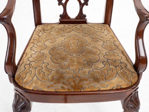 CHIPPENDALE REVIVAL EDWARDIAN MAHOGANY SET OF 6 DINING CHAIRS CARVERS - ADDITIONAL PHOTO 13