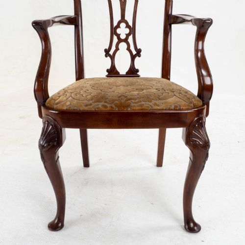 CHIPPENDALE REVIVAL EDWARDIAN MAHOGANY SET OF 6 DINING CHAIRS CARVERS - ADDITIONAL PHOTO 14
