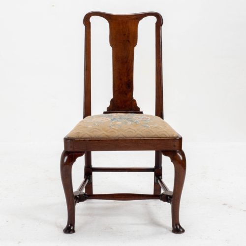 EARLY C18TH QUEEN ANNE WALNUT HIGH BACK UPHOLSTERED DINING SIDE CHAIR - ADDITIONAL PHOTO 1