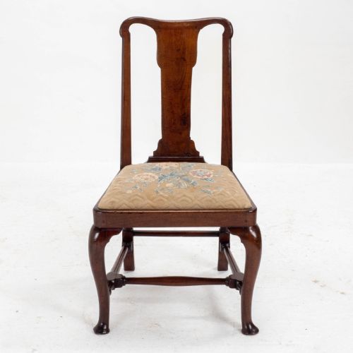 EARLY C18TH QUEEN ANNE WALNUT HIGH BACK UPHOLSTERED DINING SIDE CHAIR - ADDITIONAL PHOTO 2
