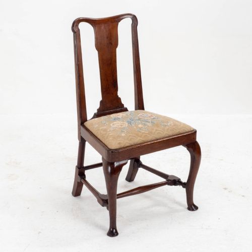 EARLY C18TH QUEEN ANNE WALNUT HIGH BACK UPHOLSTERED DINING SIDE CHAIR - ADDITIONAL PHOTO 3