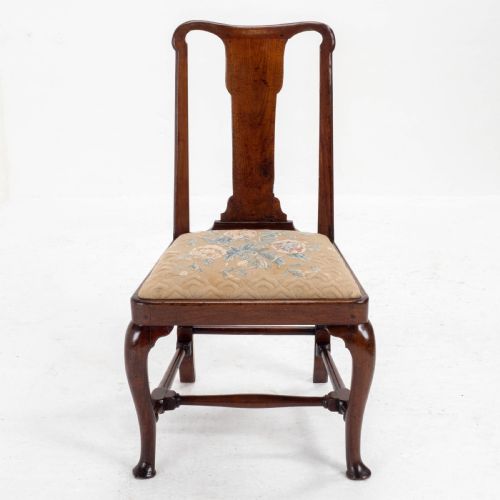 EARLY C18TH QUEEN ANNE WALNUT HIGH BACK UPHOLSTERED DINING SIDE CHAIR - ADDITIONAL PHOTO 9