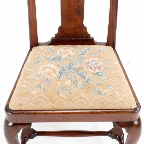 EARLY C18TH QUEEN ANNE WALNUT HIGH BACK UPHOLSTERED DINING SIDE CHAIR - ADDITIONAL PHOTO 11