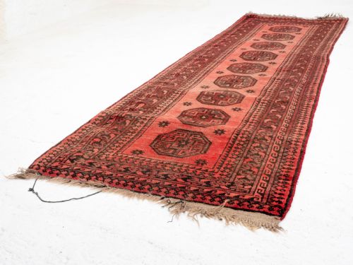 ANTIQUE TURKOMAN SALOR GUL RUNNER 8'10X2'9 268X83CM AFGHAN TURKMEN TEKKE RUG - ADDITIONAL PHOTO 3