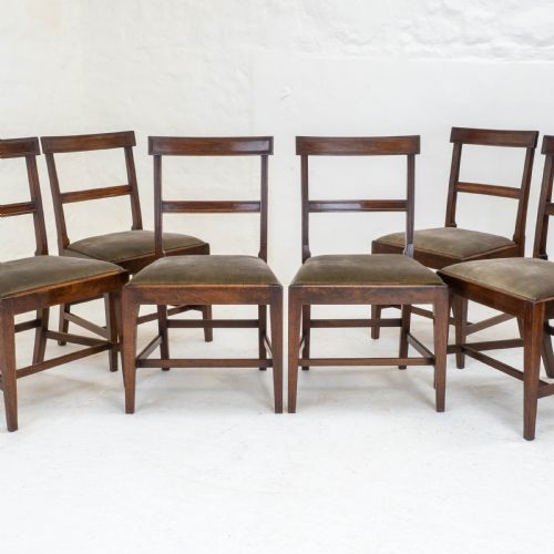 Georgian Set of 6 Mahogany Bar Back Upholstered Dining Chairs (George Iii)