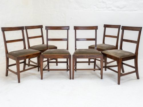 fig 2. Georgian Set of 6 Mahogany Bar Back Upholstered Dining Chairs (George III)