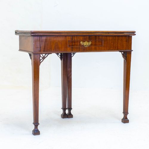 GEORGIAN CHIPPENDALE MAHOGANY CONSOLE FOLDOVER TEA TABLE GEORGE III - ADDITIONAL PHOTO 1