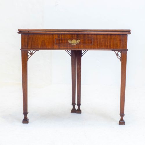 GEORGIAN CHIPPENDALE MAHOGANY CONSOLE FOLDOVER TEA TABLE GEORGE III - ADDITIONAL PHOTO 2