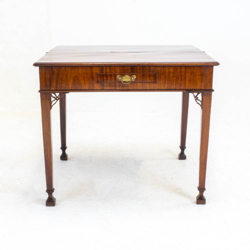 GEORGIAN CHIPPENDALE MAHOGANY CONSOLE FOLDOVER TEA TABLE GEORGE III - ADDITIONAL PHOTO 3