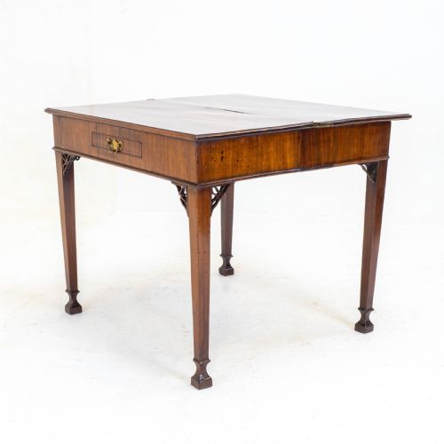 GEORGIAN CHIPPENDALE MAHOGANY CONSOLE FOLDOVER TEA TABLE GEORGE III - ADDITIONAL PHOTO 5