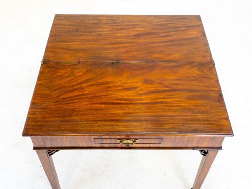 GEORGIAN CHIPPENDALE MAHOGANY CONSOLE FOLDOVER TEA TABLE GEORGE III - ADDITIONAL PHOTO 6