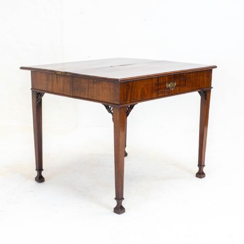 GEORGIAN CHIPPENDALE MAHOGANY CONSOLE FOLDOVER TEA TABLE GEORGE III - ADDITIONAL PHOTO 7