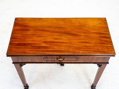GEORGIAN CHIPPENDALE MAHOGANY CONSOLE FOLDOVER TEA TABLE GEORGE III - ADDITIONAL PHOTO 9