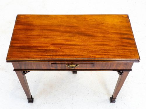 GEORGIAN CHIPPENDALE MAHOGANY CONSOLE FOLDOVER TEA TABLE GEORGE III - ADDITIONAL PHOTO 10