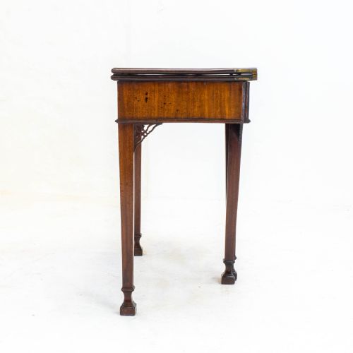 GEORGIAN CHIPPENDALE MAHOGANY CONSOLE FOLDOVER TEA TABLE GEORGE III - ADDITIONAL PHOTO 11