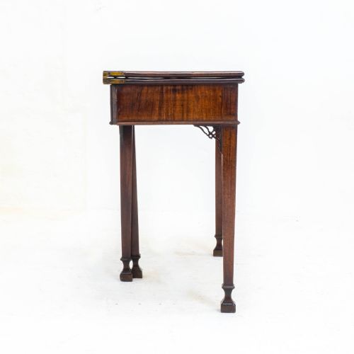 GEORGIAN CHIPPENDALE MAHOGANY CONSOLE FOLDOVER TEA TABLE GEORGE III - ADDITIONAL PHOTO 12