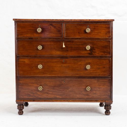 GEORGIAN STRAIGHT FRONT MAHOGANY CHEST OF DRAWERS IN THE MANNER OF GILLOWS C1810 - ADDITIONAL PHOTO 1