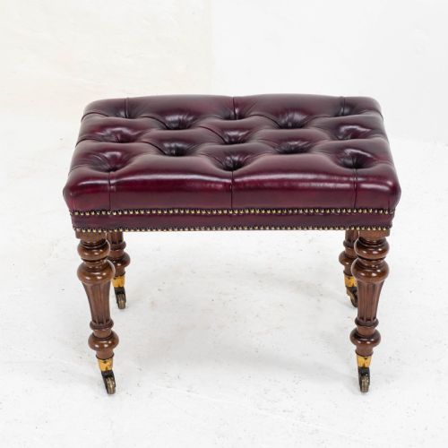 A LEATHER WALNUT GILLOWSESQUE STOOL WITH COPE COLLINSON CASTORS MID C19TH - ADDITIONAL PHOTO 15