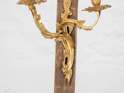 PAIR C19TH FRENCH ROCOCO GILT METAL WALL SCONCES WALL LIGHTS - ADDITIONAL PHOTO 4