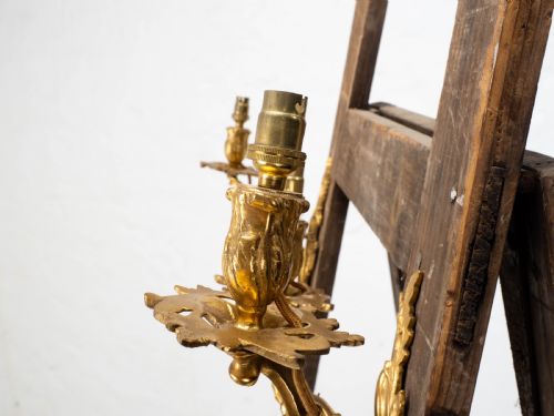 PAIR C19TH FRENCH ROCOCO GILT METAL WALL SCONCES WALL LIGHTS - ADDITIONAL PHOTO 10