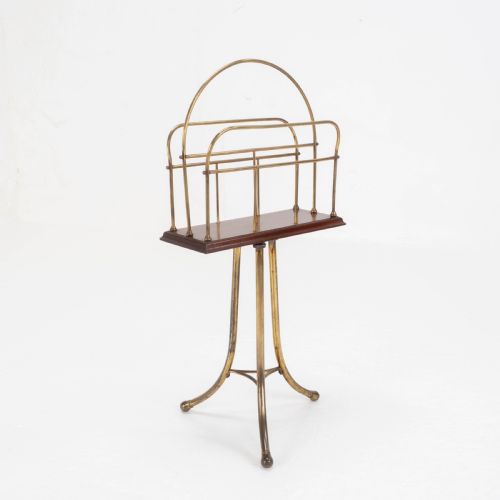 C19TH MAHOGANY BRASS REVOLVING MAGAZINE OR BOOK STAND REGENCY - ADDITIONAL PHOTO 1