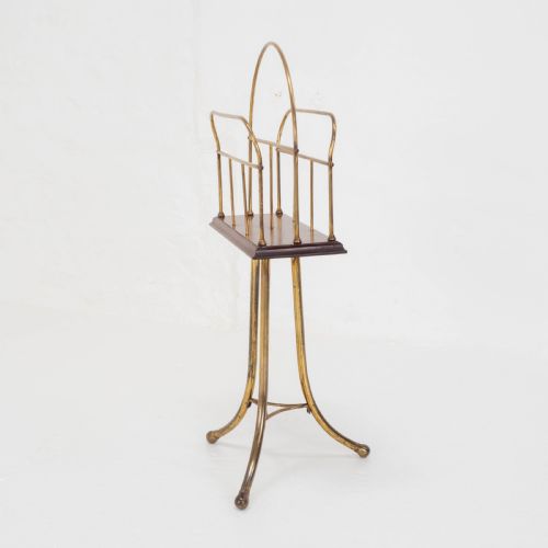 C19TH MAHOGANY BRASS REVOLVING MAGAZINE OR BOOK STAND REGENCY - ADDITIONAL PHOTO 3