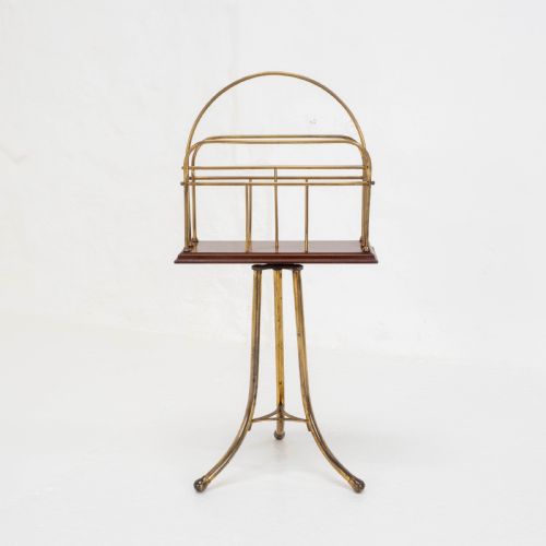 C19TH MAHOGANY BRASS REVOLVING MAGAZINE OR BOOK STAND REGENCY - ADDITIONAL PHOTO 4